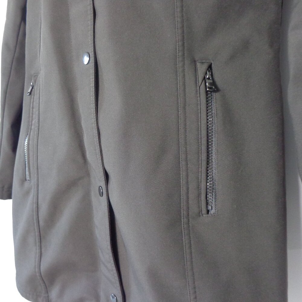 Liz Claiborne Women’s All Weather Coat Black Zip Snaps Hooded Mesh Lining Size M - Picture 7 of 9